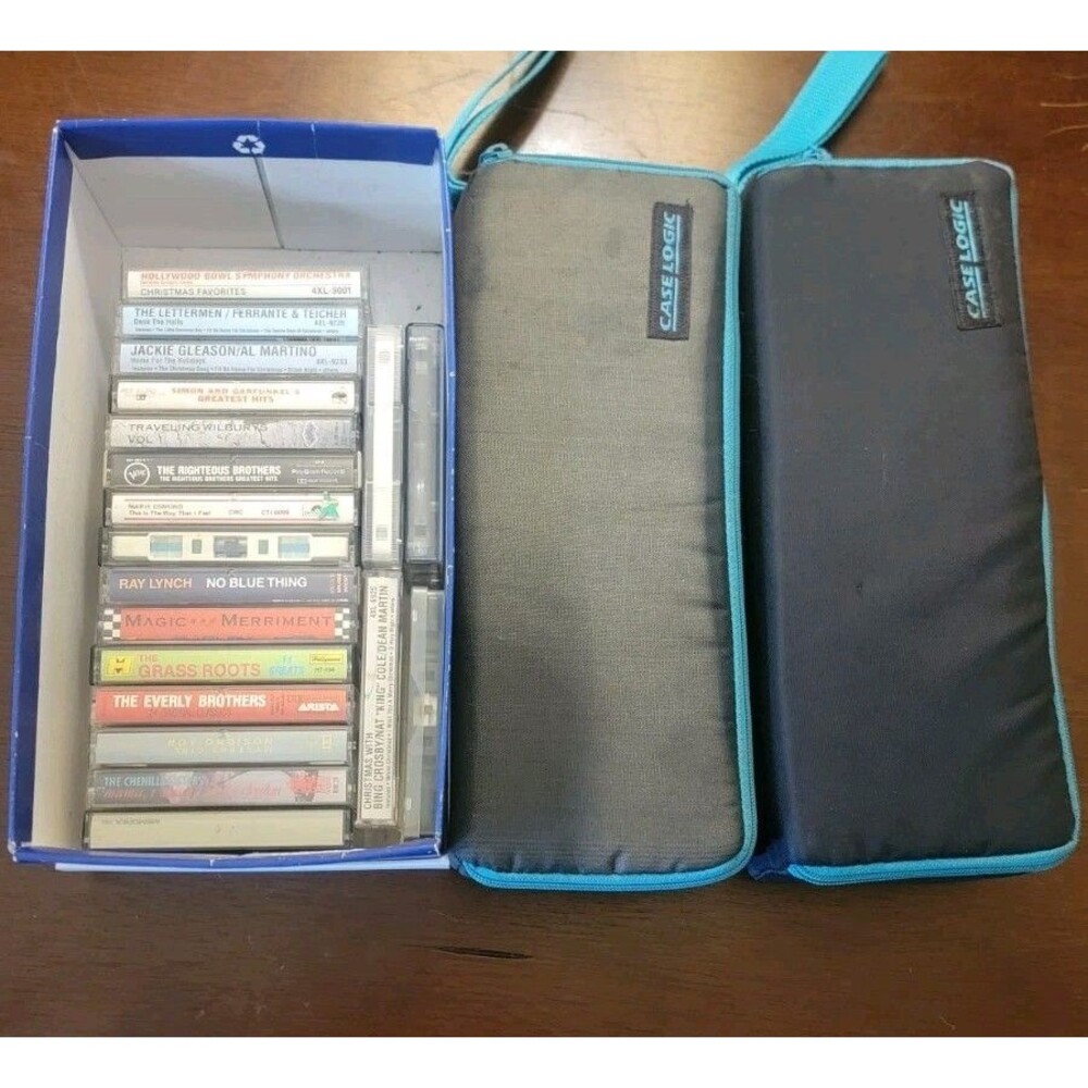 Vintage Cassette Tape Collection With 2 15 Count Case Logic Zip Cases 49